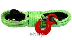 28M 10MM 13500 LBS green SYNTHETIC WINCH ROPE WITH HOOK WIRE 4X4 UHMPE