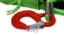 28m 10mm 13500 Lbs Green Synthetic Winch Rope With Hook Wire 4x4 Uhmpe