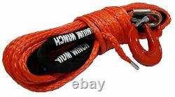 28m 10mm 13500 Lbs Red Synthetic Winch Rope With Hook Wire 4x4 Uhmpe