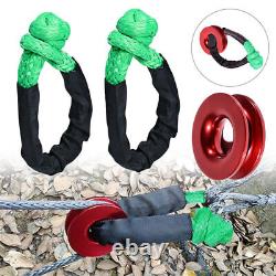 2 Pcs Green Soft Shackle Rope Cable Synthetic Fiber Tow Recovery Strap 38,000 lb