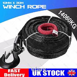 31000lbs Winch Line Rope Synthetic Tow Recovery Cable SUV ATV UTV UK 10mm x30m