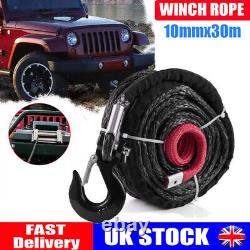 31000lbs Winch Rope 10mm x 30m Synthetic For Dyneema Tow Recovery Cable 4WD UK
