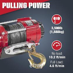 3500Lb UTV ATV Winch, 12-Volt Electric Winch with 2 Wireless Remotes with Synthe
