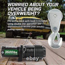 3500Lbs ATV/UTV Winch with Synthetic Rope, Electric Boat Trailer Winch 12V, Wate