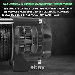 3500Lbs ATV/UTV Winch with Synthetic Rope, Electric Boat Trailer Winch 12V, Wate