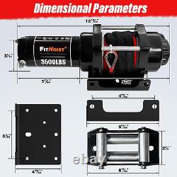 3500Lbs ATV/UTV Winch with Synthetic Rope, Red 12V DC Electric Boat Trailer Winc