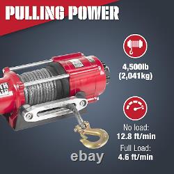 4500Lb Winch, 12 Volt Electric Winch with 2 Wireless Remotes and Synthetic Rope