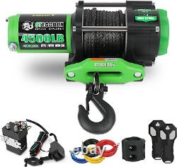 4500 Winch 12V Electric ATV/UTV Winch with Synthetic Rope, 2Pcs Wireless Remote a