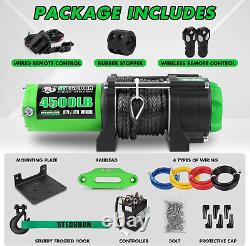 4500 Winch 12V Electric ATV/UTV Winch with Synthetic Rope, 2Pcs Wireless Remote a