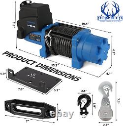 6000 Lb Load Capacity Electric Winch Kit Synthetic Rope with Hawse Fairlead Wate