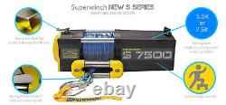 7500lb Electric Recovery Winch Superwinch S7500 24V Synthetic Rope. Warranty