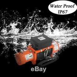 AC-DK 12V Electric Winch 12500lb Waterproof IP67 with Synthetic Rope for Offroad