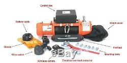 AC-DK 12V Electric Winch 12500lb Waterproof IP67 with Synthetic Rope for Offroad