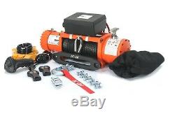 AC-DK 12V Electric Winch 12500lb Waterproof IP67 with Synthetic Rope for Offroad