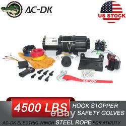 AC-DK 12V 4500lb ATV Winch UTV Winch Electric Winch Set for 4x4 Off Road 4500lb Winch with Synthetic Rope 