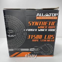 ALL-TOP Synthetic Winch Rope Cable Kit 1/2 x 92 ft 31500LBS Winch Line