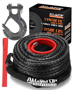 ALL-TOP Synthetic Winch Rope Cable Kit 1/2 x 92 ft 31500LBS Winch Line with +