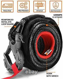 ALL-TOP Synthetic Winch Rope Cable Kit 1/2 x 92 ft 31500LBS Winch Line with