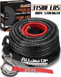 ALL-TOP Synthetic Winch Rope Cable Kit 1/2 x 92 ft 31500LBS Winch Line with +