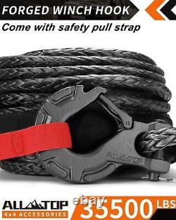 ALL-TOP Winch Rope Synthetic Cable Kit 9/16x76Ft 35000LBS Forged Hook Strap