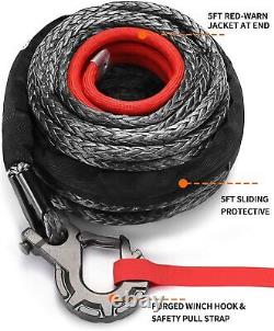 ALL-TOP Winch Rope Synthetic Cable Kit 9/16x76Ft 35000LBS Forged Hook Strap