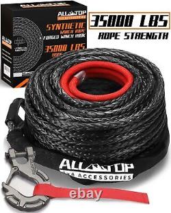 ALL-TOP Winch Rope Synthetic Cable Kit 9/16x76Ft 35000LBS Forged Hook Strap