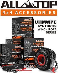 ALL-TOP Winch Rope Synthetic Cable Kit 9/16x76Ft 35000LBS Forged Hook Strap