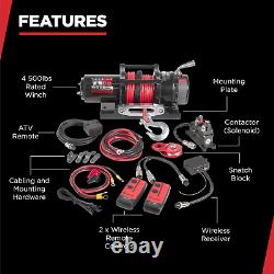 ATV/UTV Winch with Synthetic Rope, Compact and Powerful 12 Volt ATV Winch Com