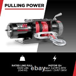 ATV/UTV Winch with Synthetic Rope, Compact and Powerful 12 Volt ATV Winch Com