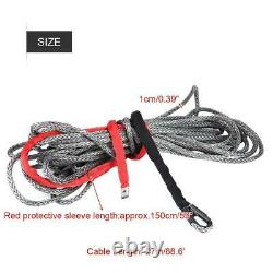 Black 27m10mm 20500 lbs Synthetic Winch Rope Line Cable with Protective Sleeve