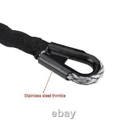 Black 27m10mm 20500 lbs Synthetic Winch Rope Line Cable with Protective Sleeve