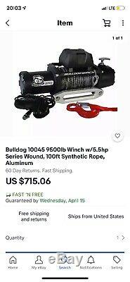 Bulldog Electric Winch 9500 Lbs With Synthetic Rope