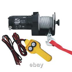 Bulldog Winch 2,500 LB ATV Winch 50 Ft Synthetic Rope WithMini Rocker Switch