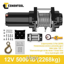 CONENTOOL 5000lb 12v Electric Winch, Synthetic Rope, Utility, Trailer, Boat, New