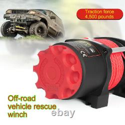 Car Vehicle Auto Synthetic Cable 1/5in x10m 12V 4500lb Electric Recovery Winch