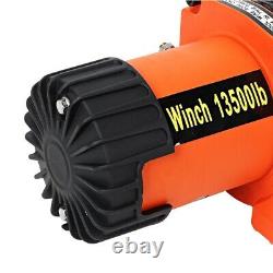 Electric Recovery Winch 12V 13500lb Heavy Duty Synthetic Rope 27m (85 ft) 9.5mm