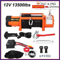 Electric Recovery Winch 12V 13500lb Heavy Duty Synthetic Rope 27m 9.5 mm