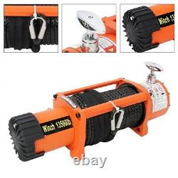 Electric Recovery Winch 12V 13500lb Heavy Duty Synthetic Rope 27m 9.5 mm