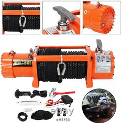 Electric Recovery Winch 12v 13500lb 6123kg Synthetic Rope Heavy Durty