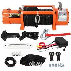 Electric Recovery Winch 12v 13500lb 6123kg Synthetic Rope Heavy Durty