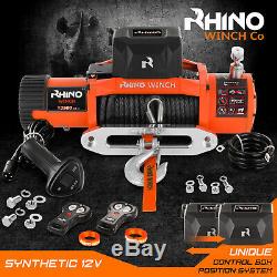 Electric Recovery Winch 12v 13500lb, Heavy Duty 4x4 Dyneema Synthetic Rope RHINO