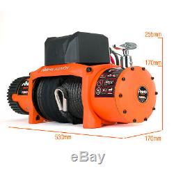 Electric Recovery Winch 12v 13500lb, Heavy Duty 4x4 Dyneema Synthetic Rope RHINO