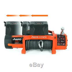 Electric Recovery Winch 12v 13500lb, Heavy Duty 4x4 Dyneema Synthetic Rope RHINO