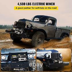 Electric Recovery Winch Truck ATV 12V Wireless Control Synthetic Rope 4500LBS