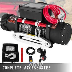 Electric Synthetic Rope Winch 13500LBS 12V 6123.5Kg Gear Train Roller Fairlead