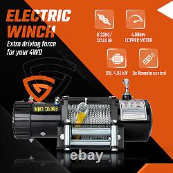 Electric Winch 12v 13500lbs Synthetic Rope 2 Wireless Remotes, 1 Wire remote UK