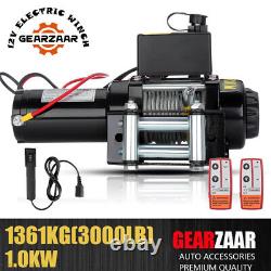 Electric Winch 12v 3000lbs Synthetic Rope 2 Wireless Remotes, 1 Wire Remote Uk