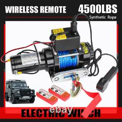 Electric Winch 4500lbs 12v with Synthetic Rope & 2pcs Wireless Remote Garage