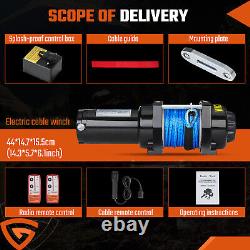 Electric Winch 4500lbs 12v with Synthetic Rope & 2pcs Wireless Remote Garage