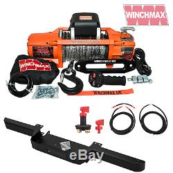LAND ROVER DEFENDER 13500lb WINCHMAX SL SYNTHETIC ROPE WINCH +BUMPER COMBO KIT
